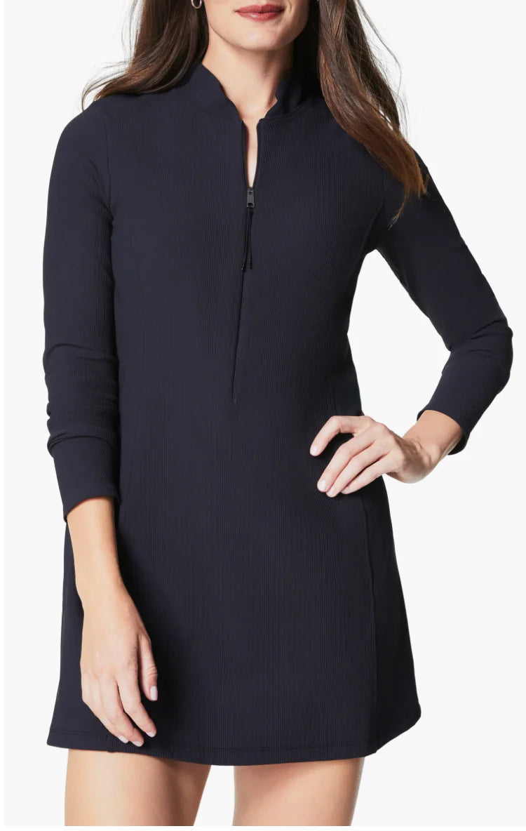 RIB HALF ZIP DRESS