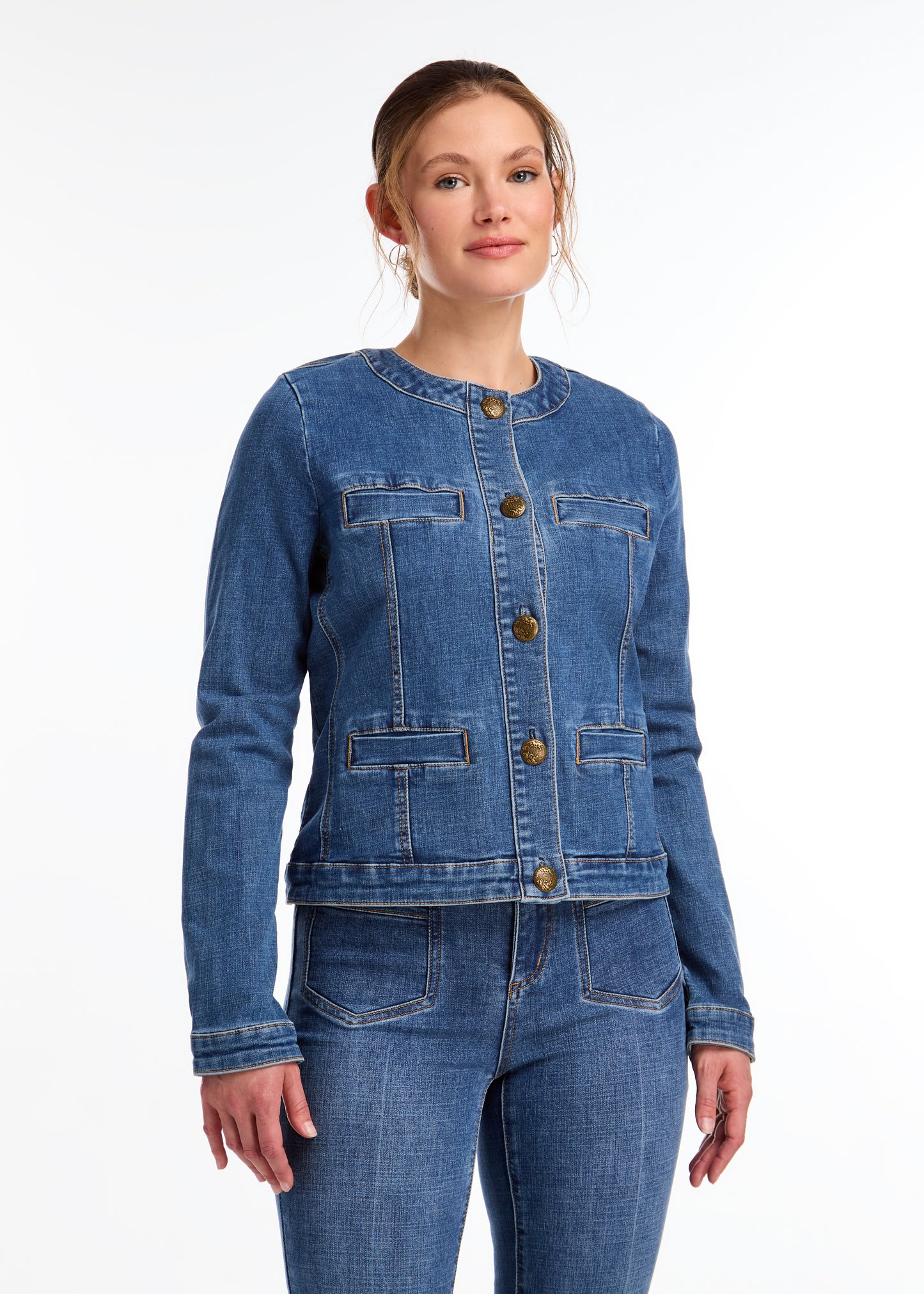 COLLARLESS DENIM JACKET