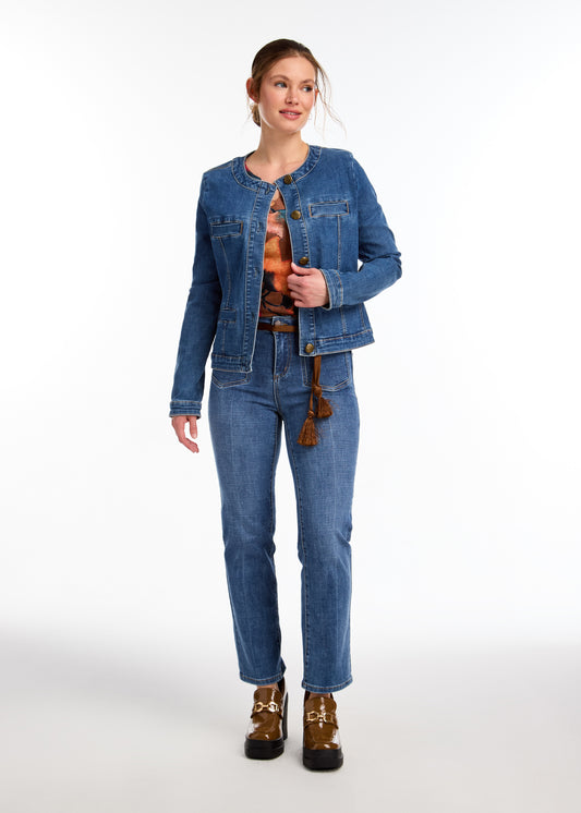 COLLARLESS DENIM JACKET