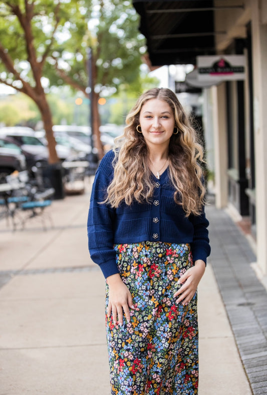 MACY STRIPE RIB CARDIGAN