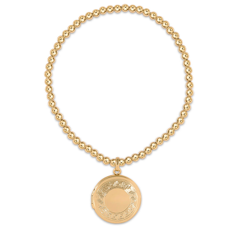 CLASSIC GOLD 3MM BEAD BRACELET CHERISH SMALL GOLD LOCKET