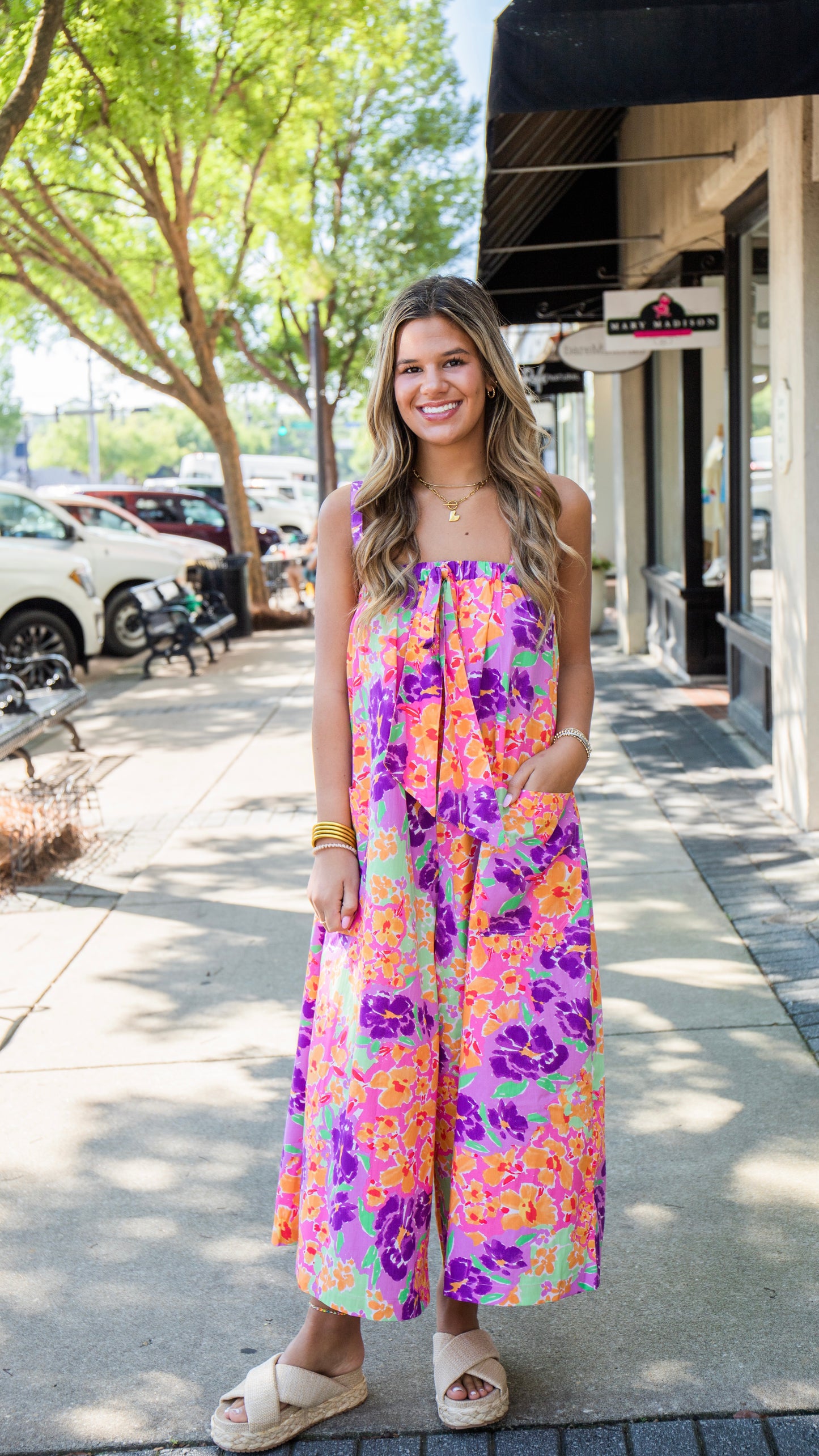 FLORAL GARDEN POPLIN JUMPSUIT