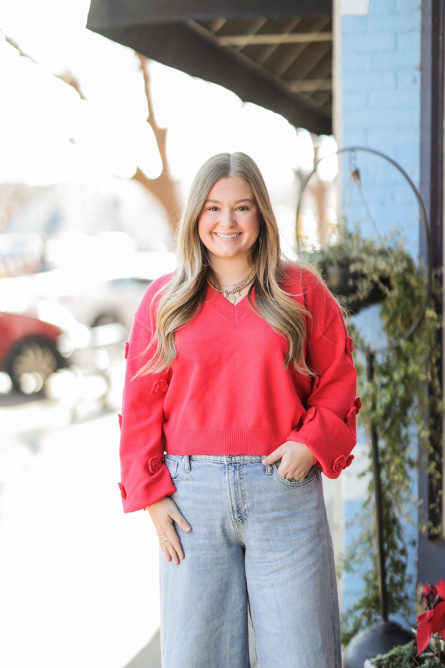 RED ROSE HOLIDAY SWEATER