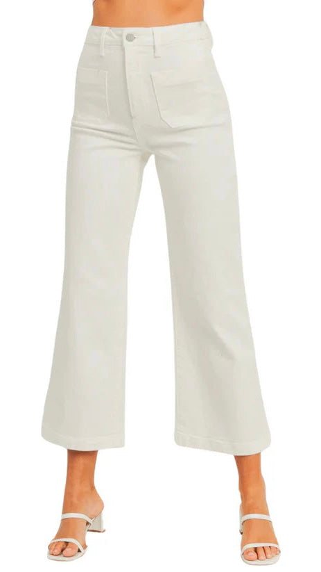 TRACTR PATCH POCKET WHITE JEANS