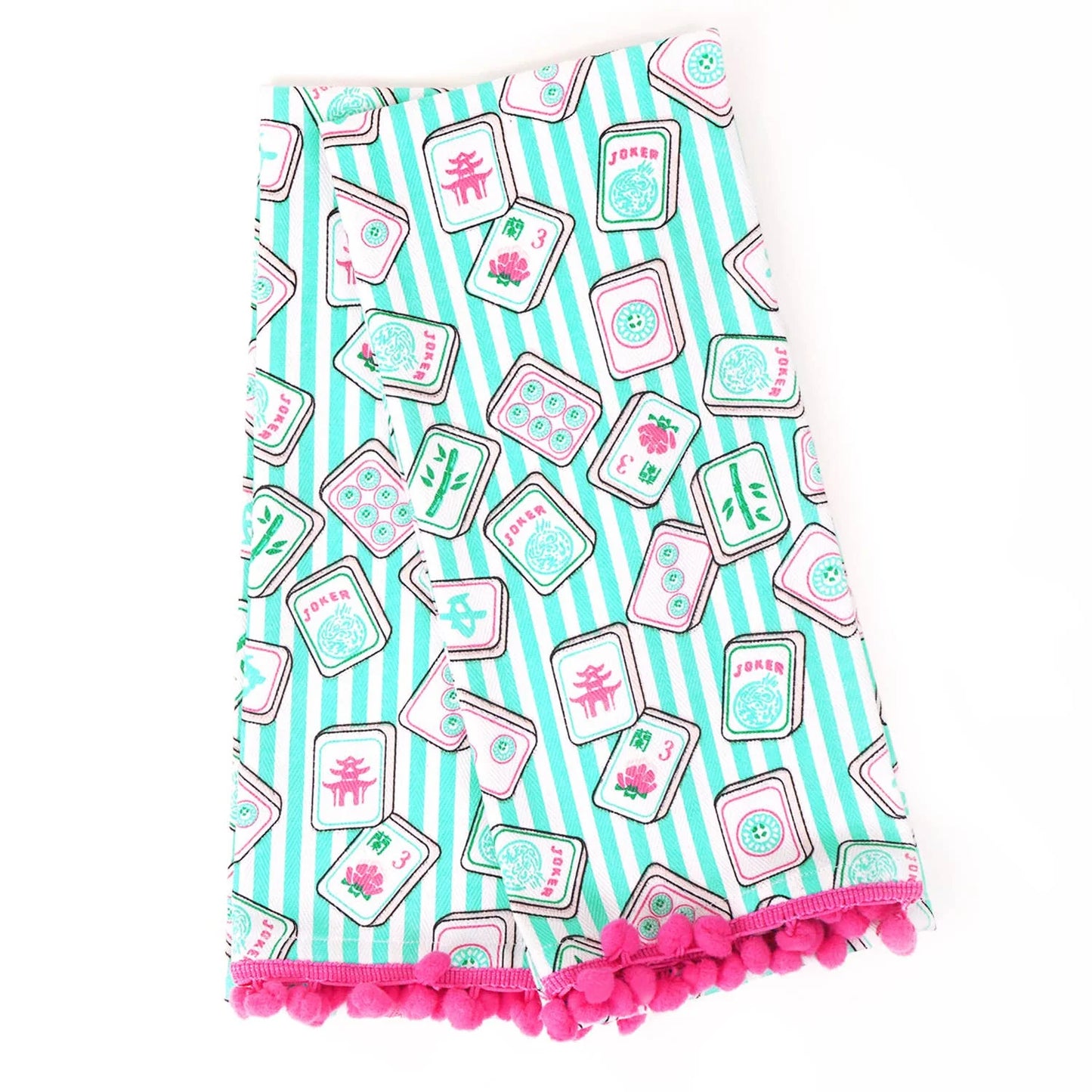 Mahjong Stripe Pom-Pom Kitchen Towel Set