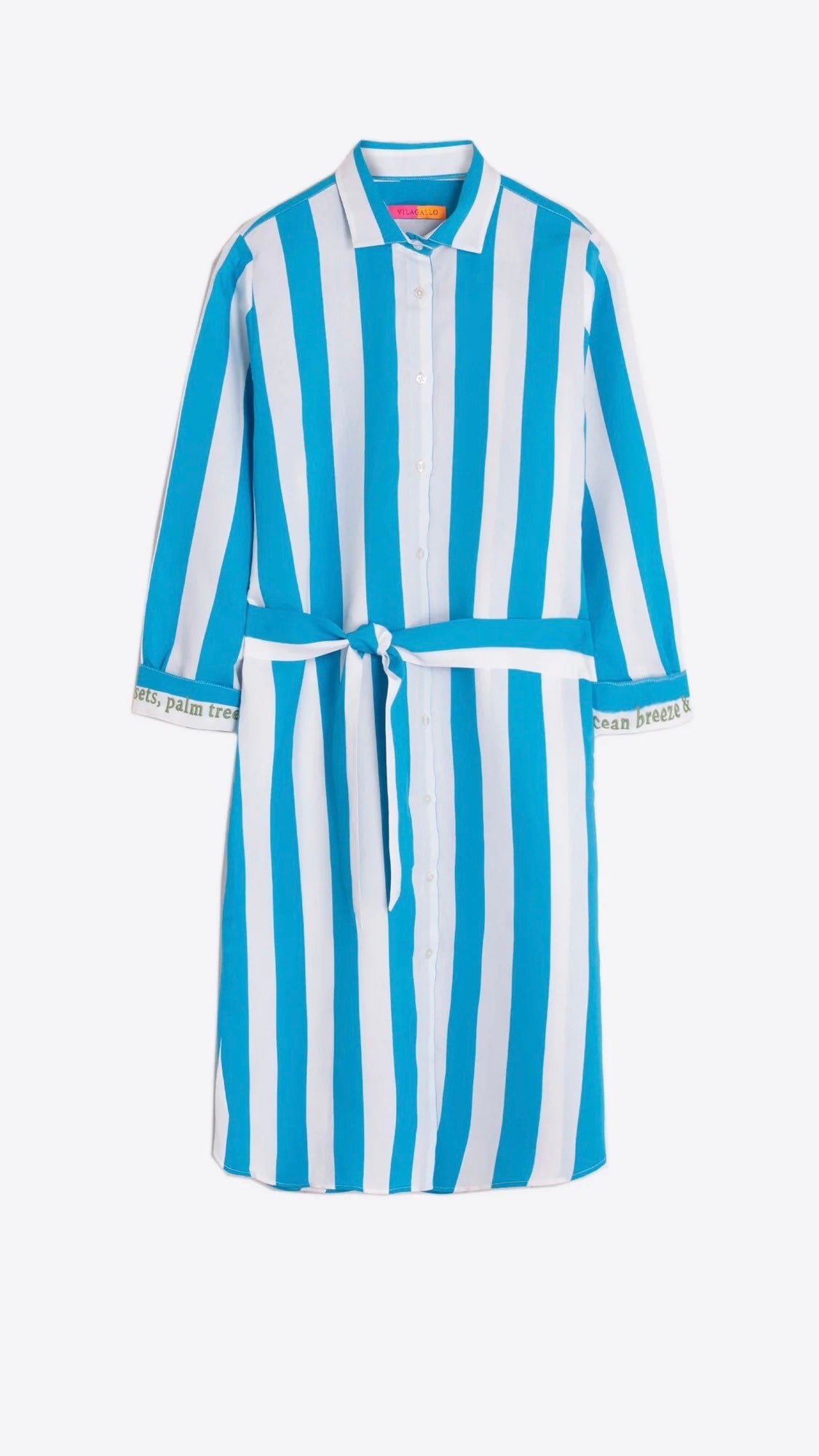 DOVER BORDADA TURQUOISE STRIPES DRESS