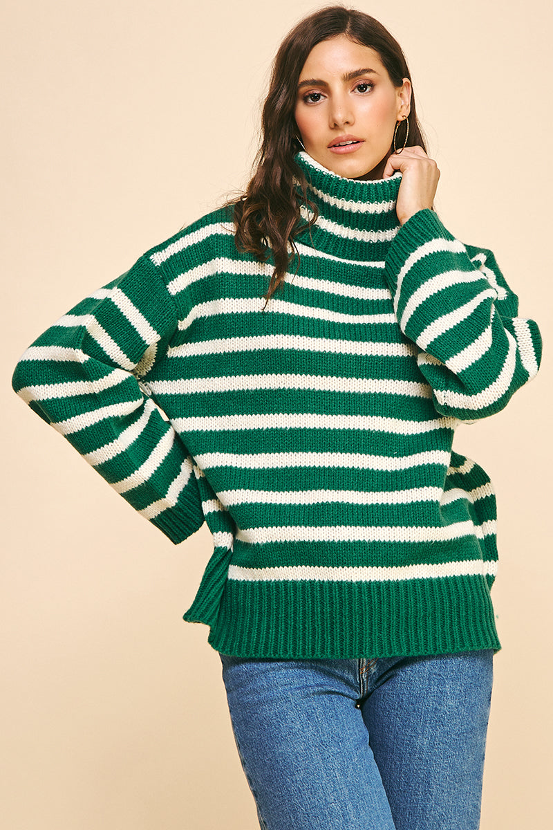 HOLIDAY STRIPE TURTLENECK