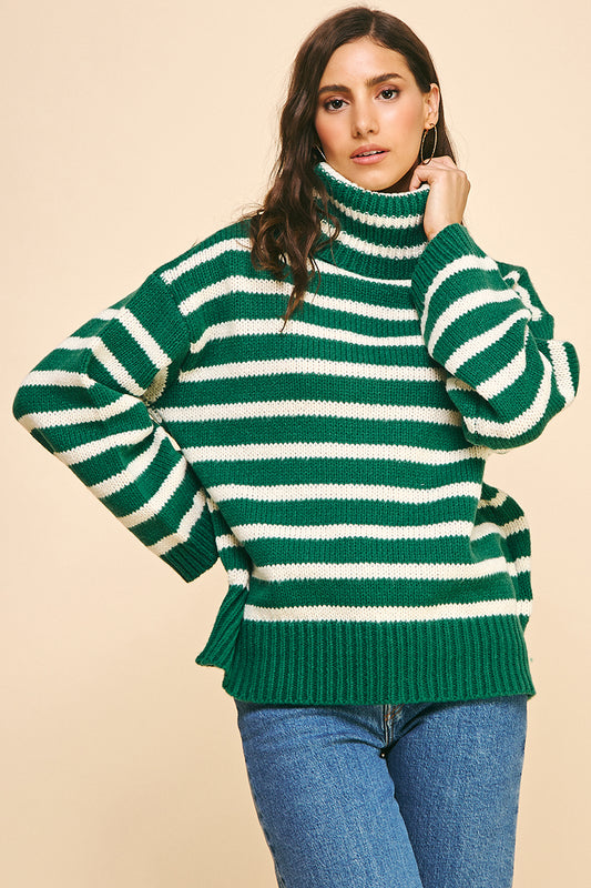 HOLIDAY STRIPE TURTLENECK