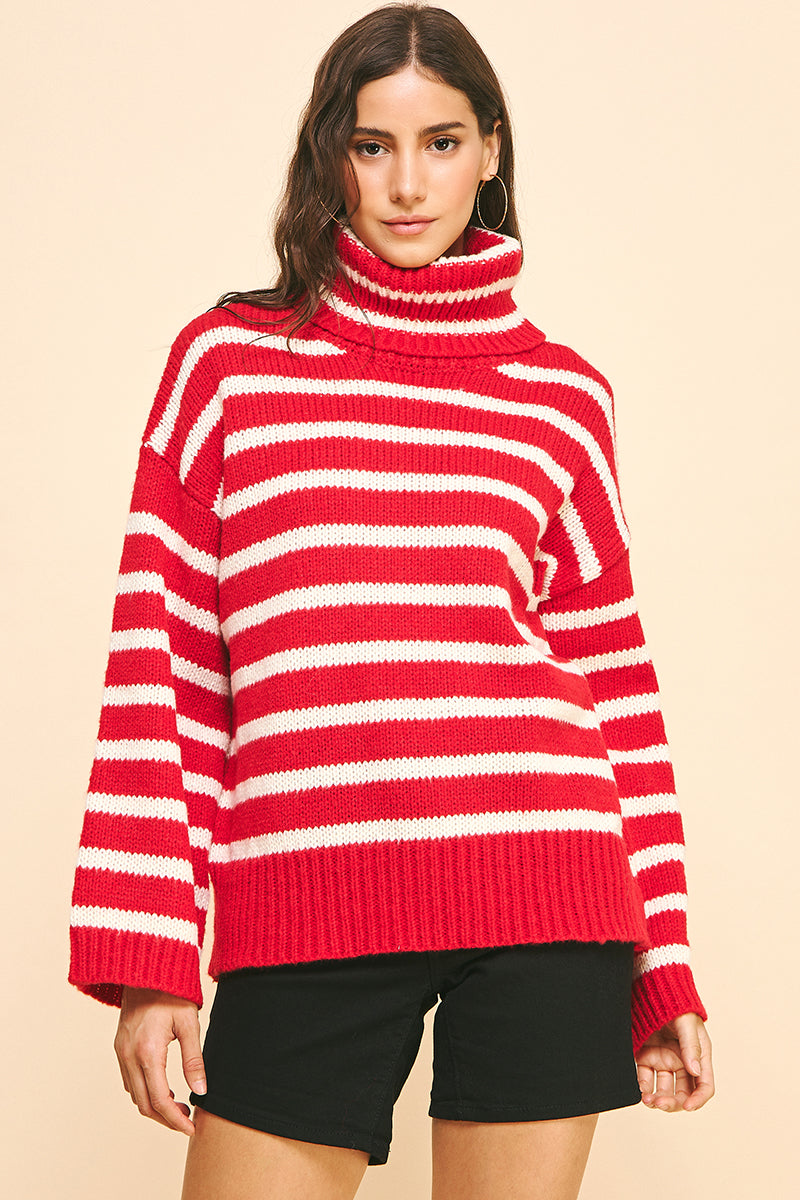 HOLIDAY STRIPE TURTLENECK