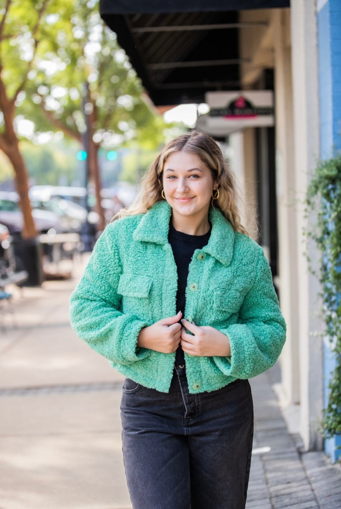 ZARIZA TEDDY JACKET SPRING GREEN