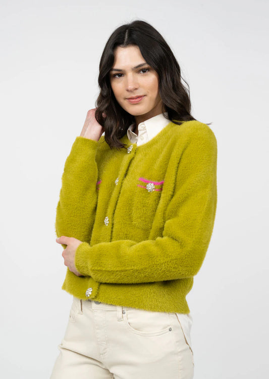 CHA NEL LIME CARDIGAN