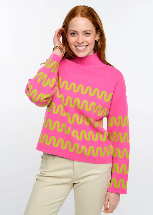 PINK LIME SQUIGGLE SWEATER