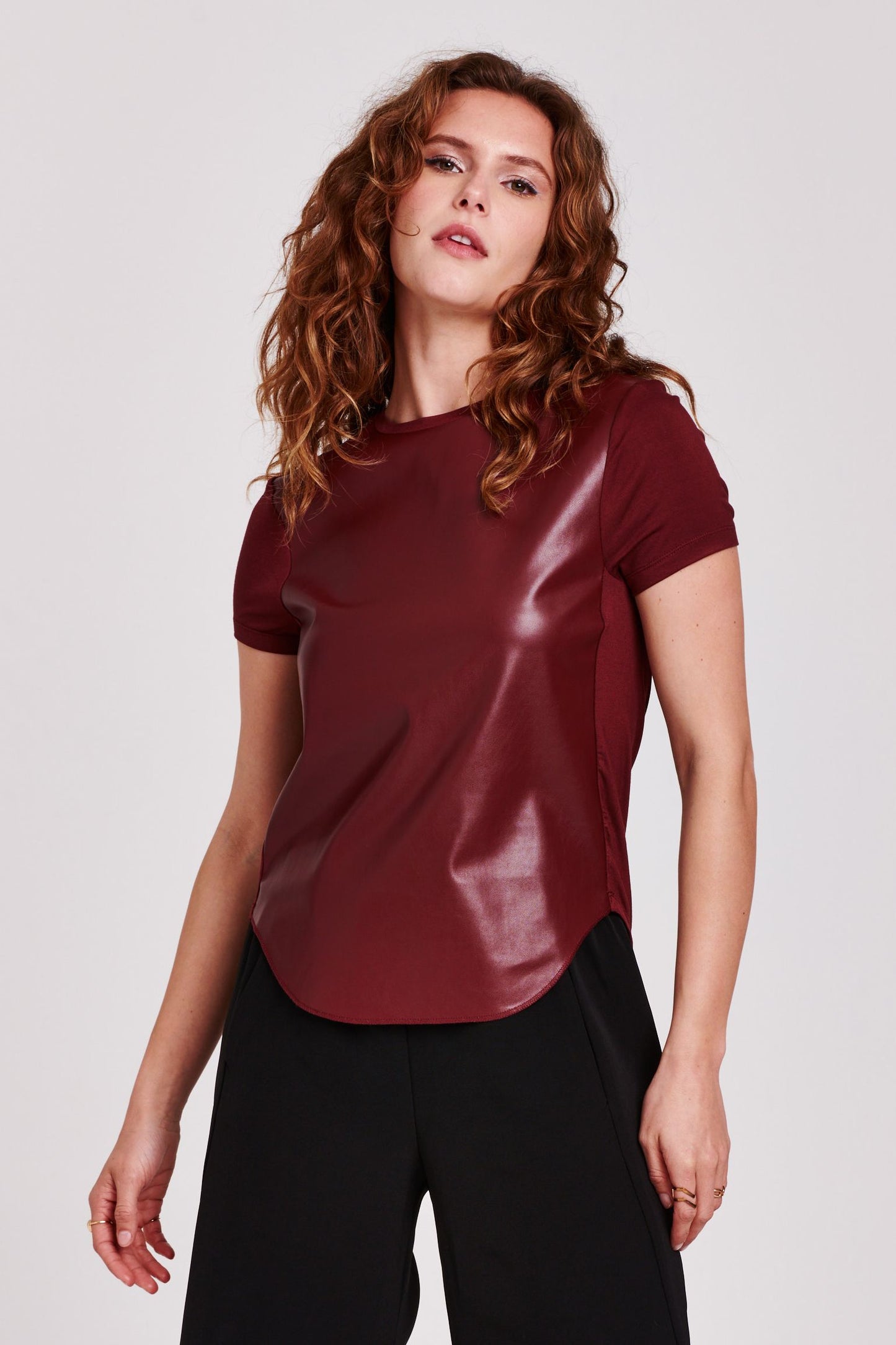 ELAINA PLEATHER TOP