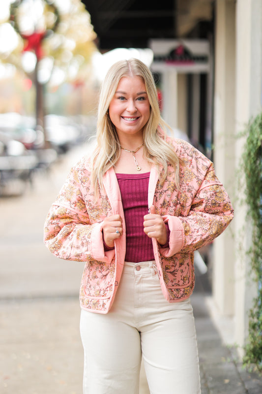 CHLOE JACKET IN PEACH COMBO