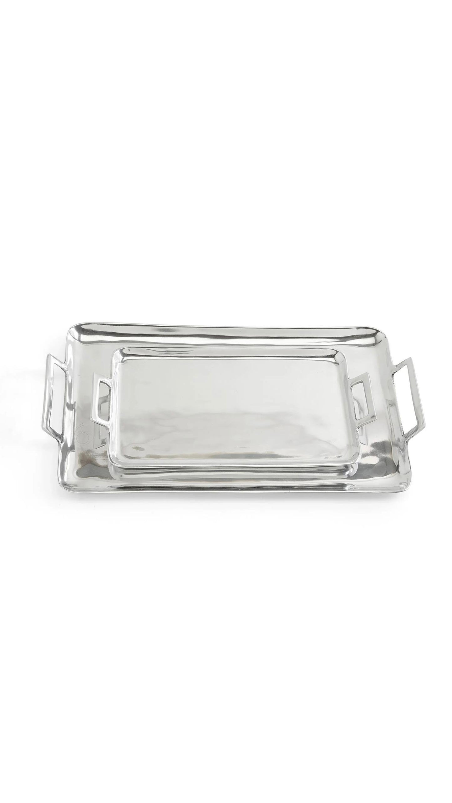 CRILLION HIGH POLISHED SILVER TRAY WITH HANDLES