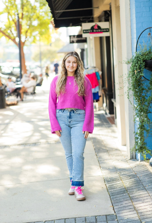 ELISSA MINK PINK SWEATER IN MAGENTA