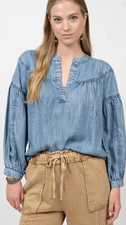 POP ON OVER DENIM TOP