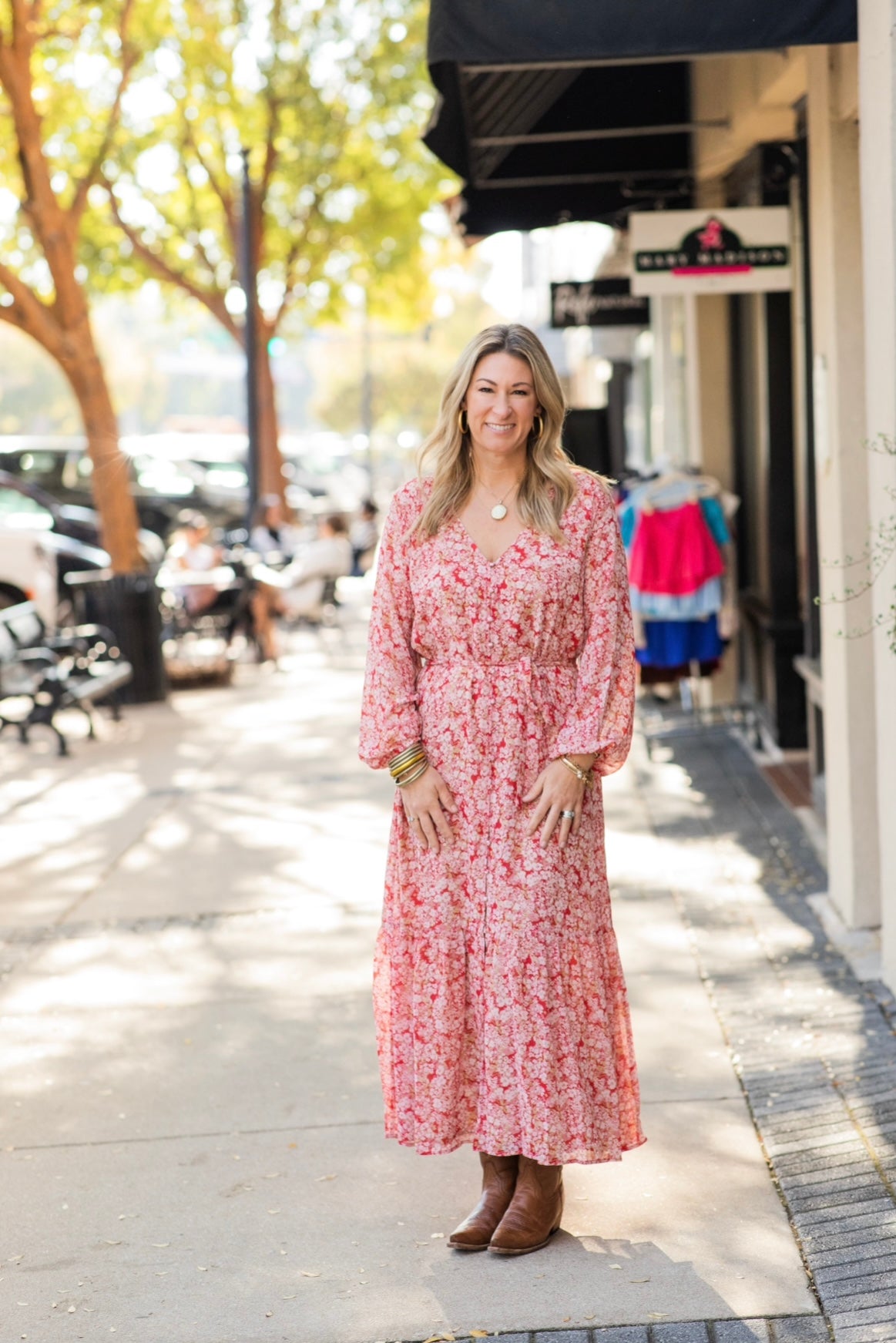 DELLA FLORAL CRIMSON DRESS