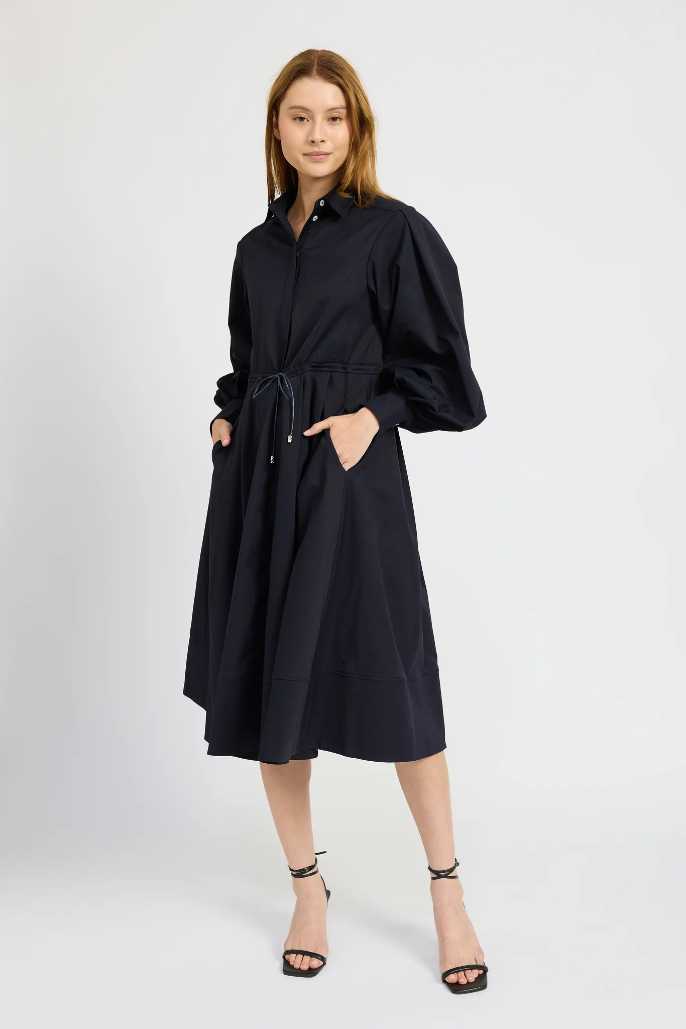 NAVY POPLIN DRESS