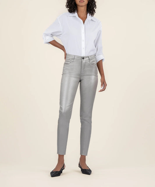 CHARLIZE RAW HEM SILVER PANT