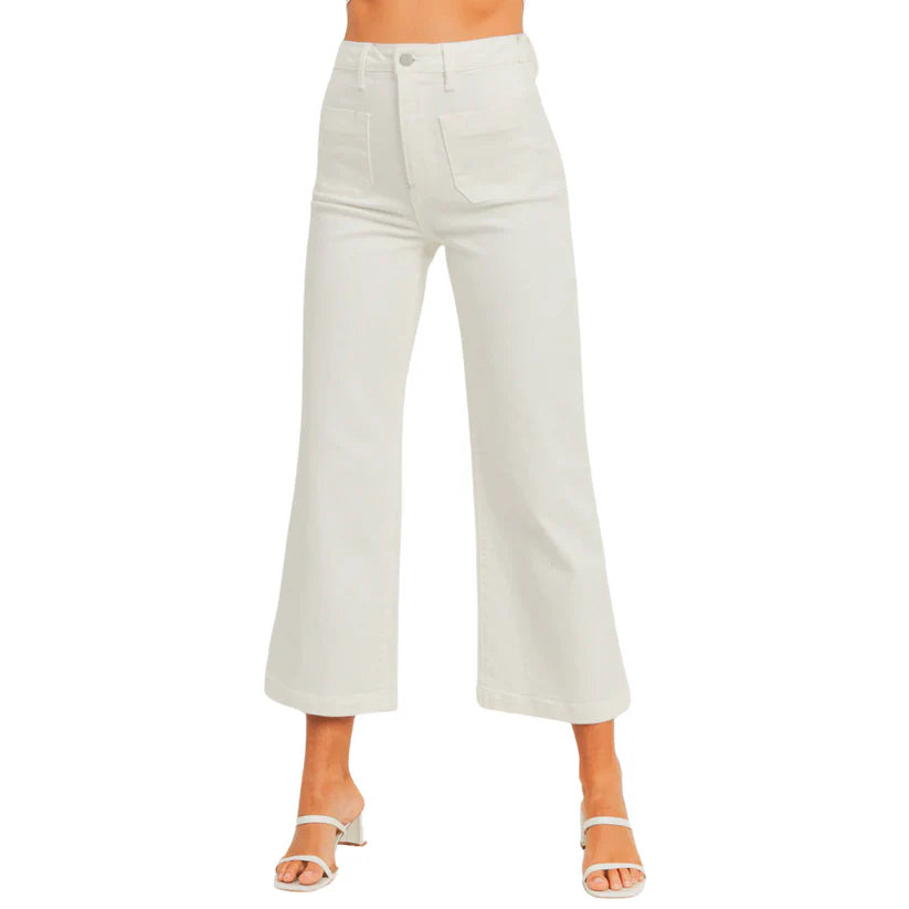 TRACTR PATCH POCKET WHITE JEANS