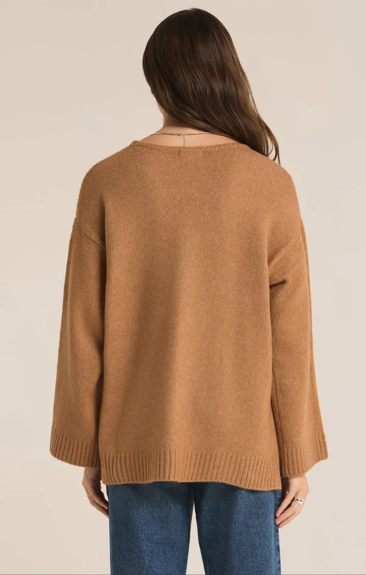 MODERN VNECK SWEATER IN BURRO