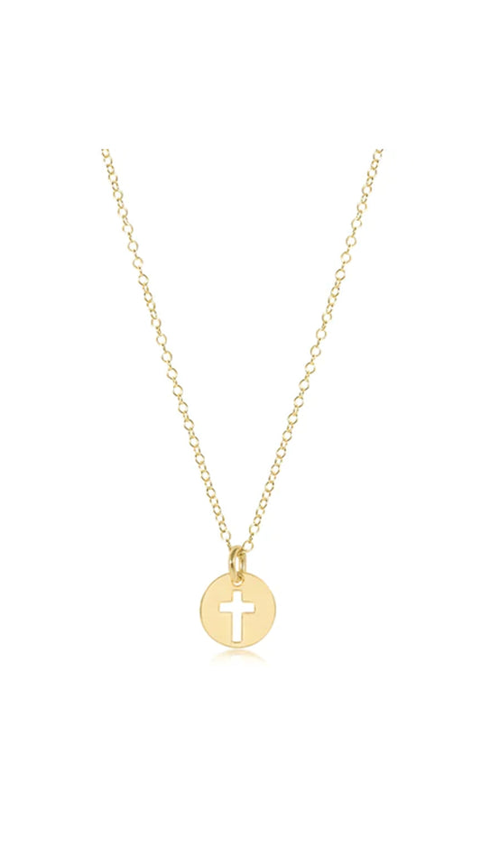 16” NECKLACE GOLD- BLESSED SMALL GOLD DISC