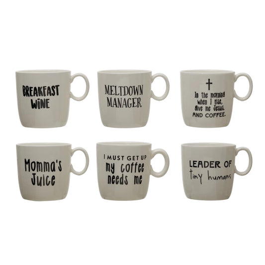 STONEWARE MUG WITH SAYING