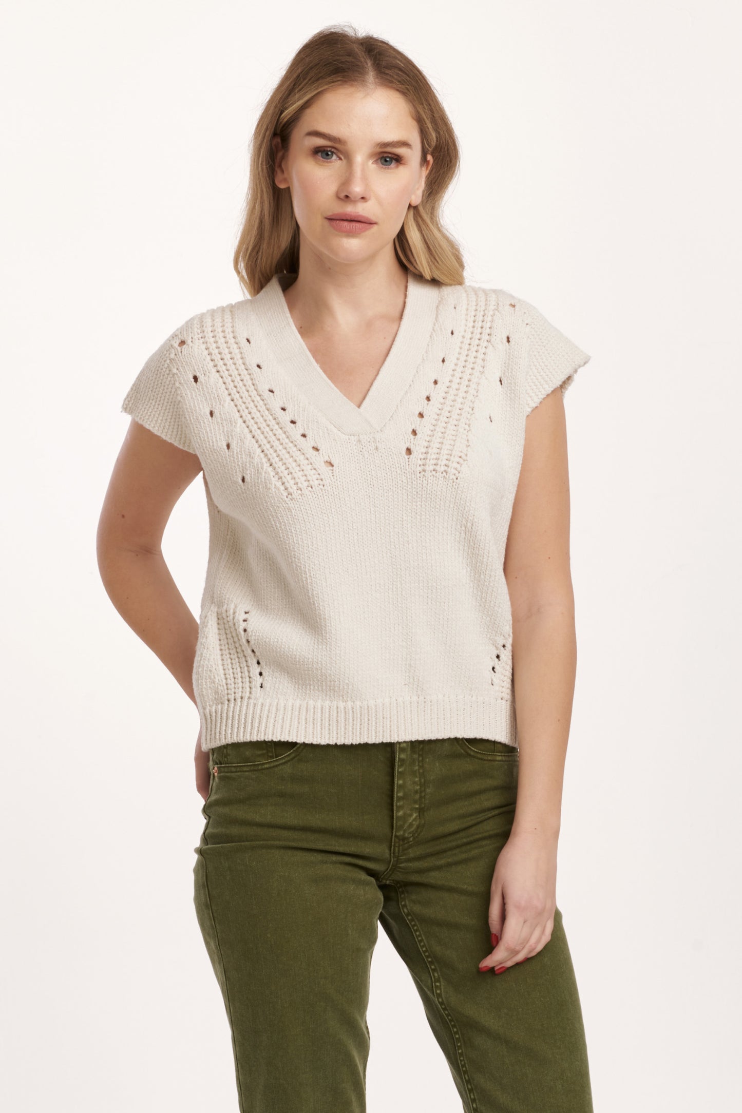 IVORY SHORT SLEEVE  SWEATER