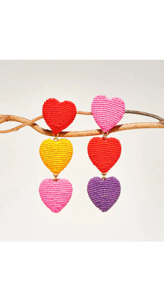 HEART BREAKER EARRINGS RED MULTI